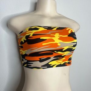 Orange Camo Print Tube Top